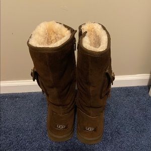 Tall brown pocketed UGG boots